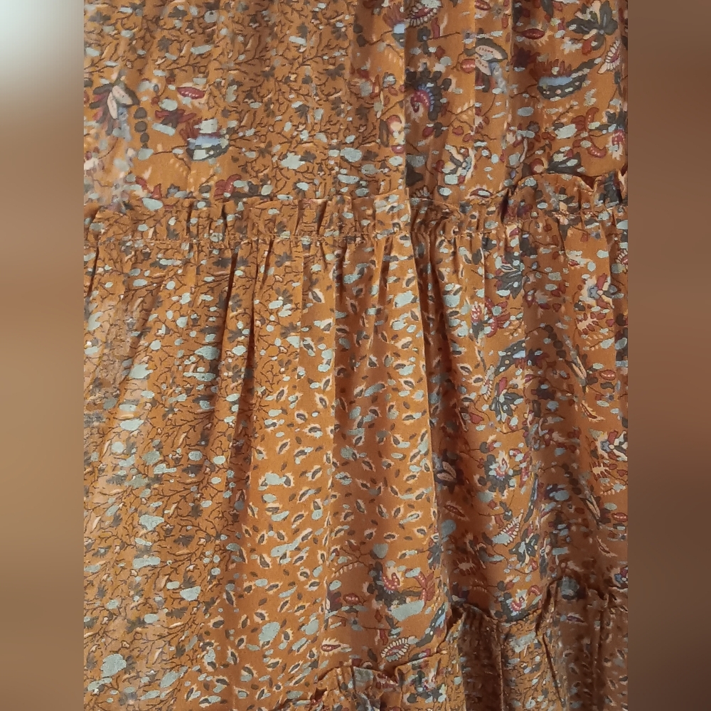 Elan Rust Orange Floral Chic Maxi Dress For Women Medium - Picture 2 of 6